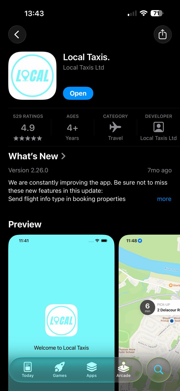 Local Taxis app — book a taxi in seconds